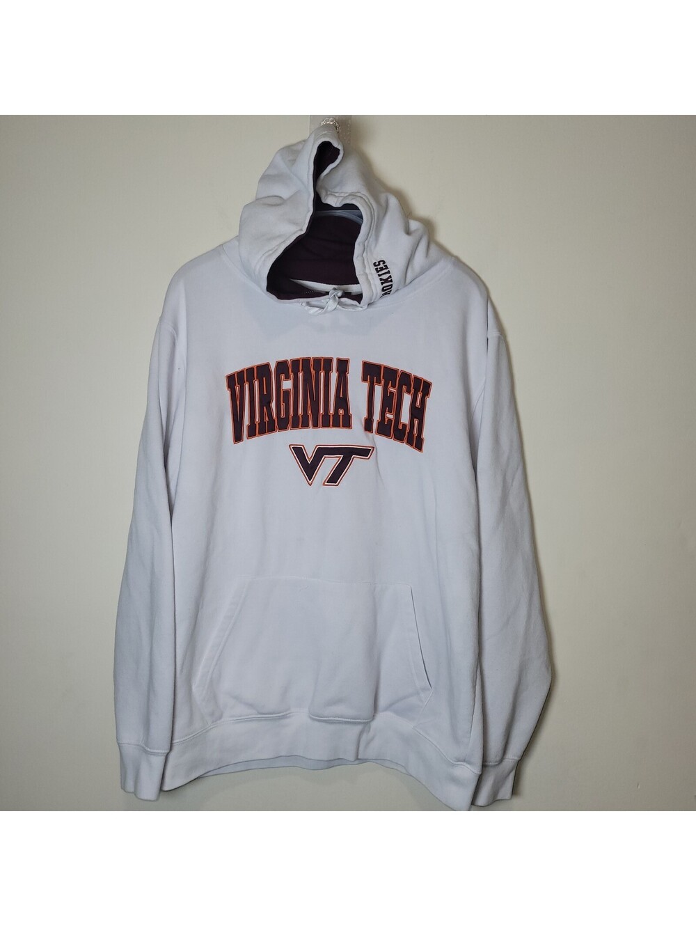 Colosseum Virginia Tech Hokies Hoodie Mens XL White Pullover Sweatshirt NCAA VT